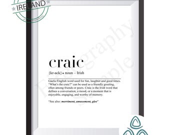 Craic Definition Print | Funny Irish Wall Art | Celtic Home Decor (Digital Download)