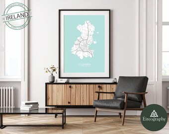 Dublin Map Print: Elegant Pastel Ireland Wall Art, High Detail,  Ireland (Digital Download) 300dpi