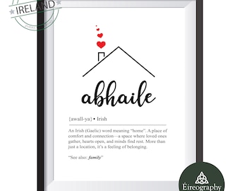 Abhaile Irish Home Art Print, Gaeilge Quote (Instant Digital Download 300dpi)