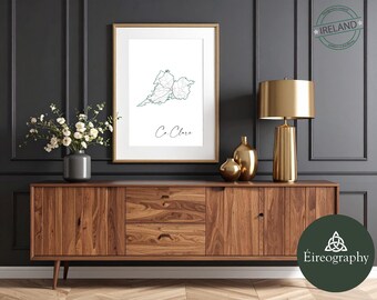 Clare Map Print: County Map. Minimalist Ireland Wall Art, Instant Download, jpeg, pdf, 300dpi