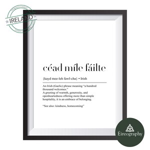Céad Míle Fáilte Irish Willkommen Print | Gälische Wandkunst (Digitaler Download)
