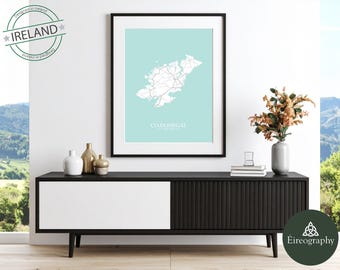 Donegal Map Print: County, Pastel Irish Wall Art, High Detail, Ireland (Digital Download) 300dpi