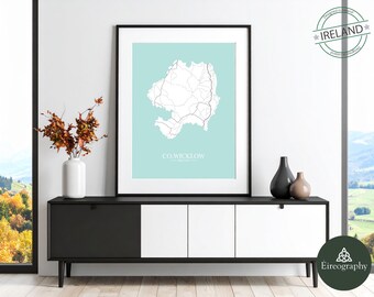 Impression de carte de Wicklow : oeuvre d'art murale élégante pastel, Irlande, détail élevé, Irlande (téléchargement numérique) 300 dpi