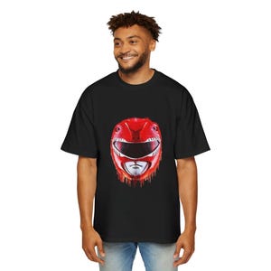 Red Ranger Retro Tee, Power Ranger T-Shirt, Vintage Oversized Shirt, Men&#39;s Graphic Tee, Red Ranger Fan Apparel