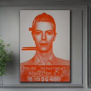 David Bowie’s Mugshot 1976 Canvas Wall Art, Iconic Music Legend Print, Vintage Rock Portrait, Retro Pop Culture Decor