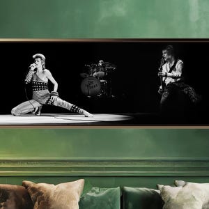 Plakat ścienny Davida Bowiego „Ziggy Stardust” na płótnie, czarno-biały plakat z muzyką rockową w stylu glam, kultowy wystrój z lat 70.