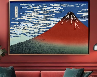 赤い富士山の浮世絵版画｜富士山の木版画ポスター A3 - Etsy 日本