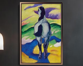 大きな青い馬 - フランツ・マルクの手描き油絵複製、3頭の抽象的な