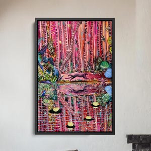 Colorful Jungle Panther Canvas Wall Art, Vibrant Wildlife Print, Exotic Animal Framed Art, Bold Jungle Decor