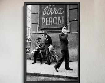 Men in a Street of Napoli Canvas Wall Art - Italy Vintage Photo Poster - Antique Bar Decor - Canvas Poster - Bar Decor -Cafe Wall Decor-Gift