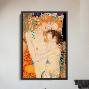 The Three Ages of Woman Canvas - Gustav Klimt Famous Wall Art - Mother and Child Poster - Reproduction Print