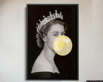 Queen Elizabeth Platinum Jubilee Art – Bubblegum Wall Art, British