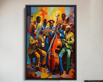 Jazz Wall Art - Musician Prints, African Abstract Modern Art Prints, Large Jazz Art Print, Musician Canvas Decor