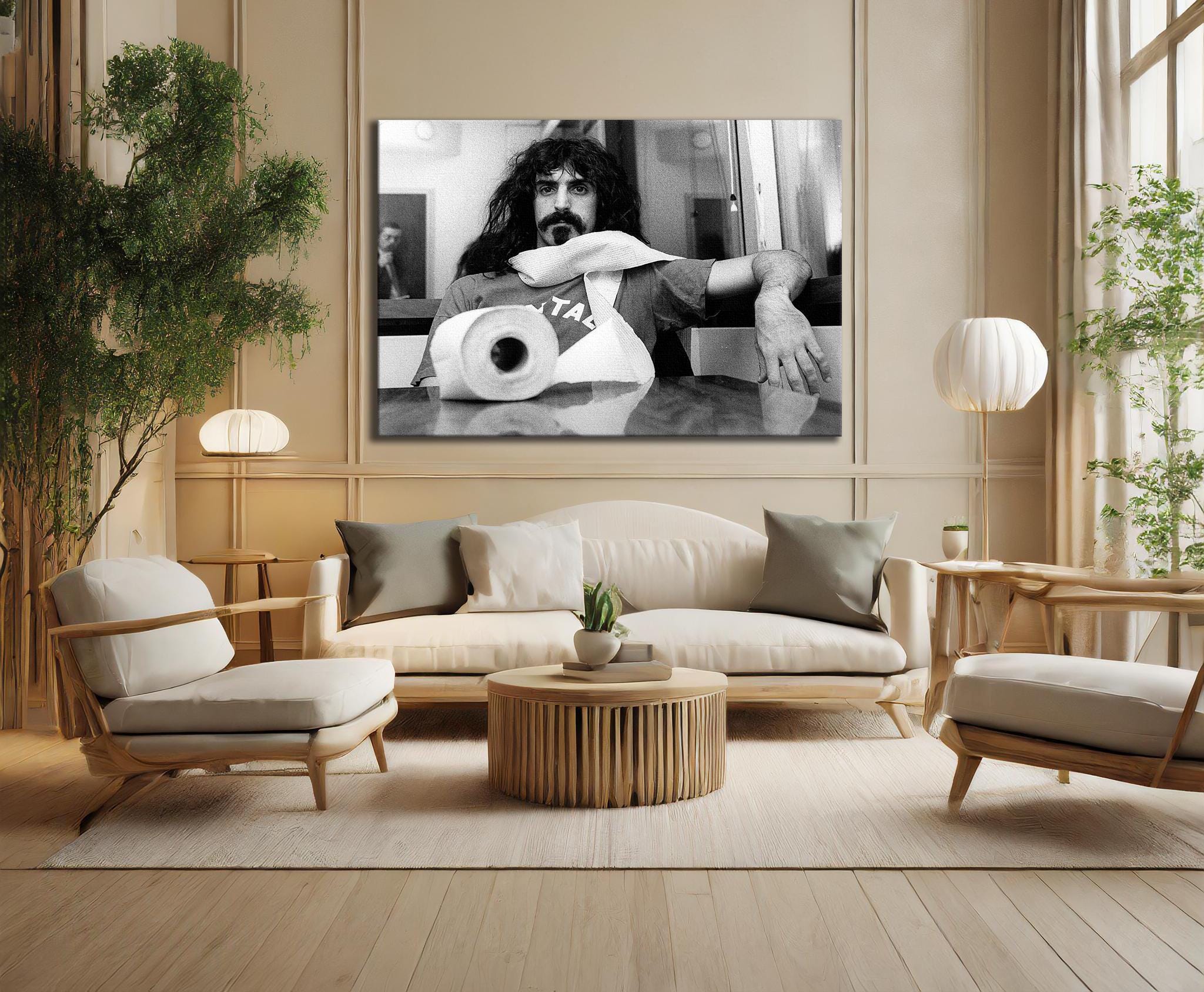 Frank Zappa Vintage Photograph Canvas Wall Art – Retro Music Print