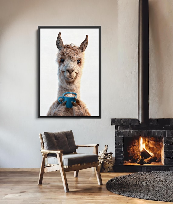 Cute Llama With Coffee Canvas, Funny Animal Wall Art for Kitchen, Whimsical Alpaca  Morning Brew Decor, Coffee Lover Gift - Etsy