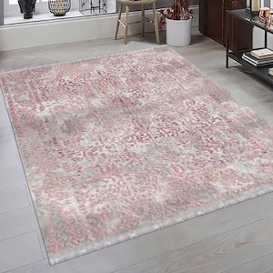 Tapete vintage rosa-claro: decoração moderna, macia e lavável