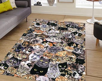 Alfombra de gato, alfombra con diseño de gato, alfombra para habitación infantil, alfombra decorativa para habitación infantil, alfombra para sala de juegos