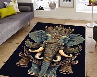 Elephant Rug: Safari Animal Pattern Rug, Animal Pattern Floor Mat, Washable Rug, Elephant Pattern Rug