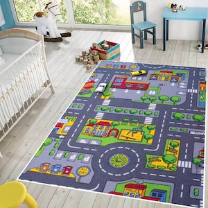 Road Play Mat for Children, Car Mat, Road Mat, Traffic Mat, Washable Mat, Educational Traffic Mat, Car Track Play Mat, Children&#39;s Room