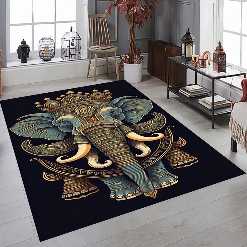 Elephant Rug: Safari Animal Pattern Rug, Animal Pattern Floor Mat ...