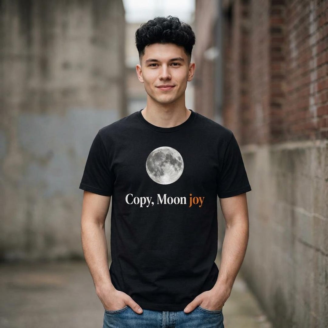 Copy Moon Joy Funny Lunar Quote Graphic T-shirt; Minimal Night Design ...