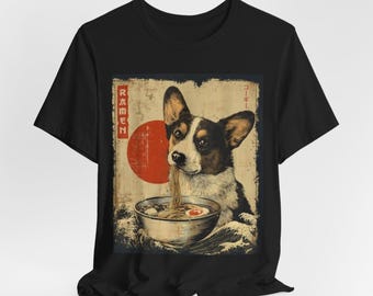 コーギー Corgi Dog Vintage Ramen Japanese Noodles T-Shirt