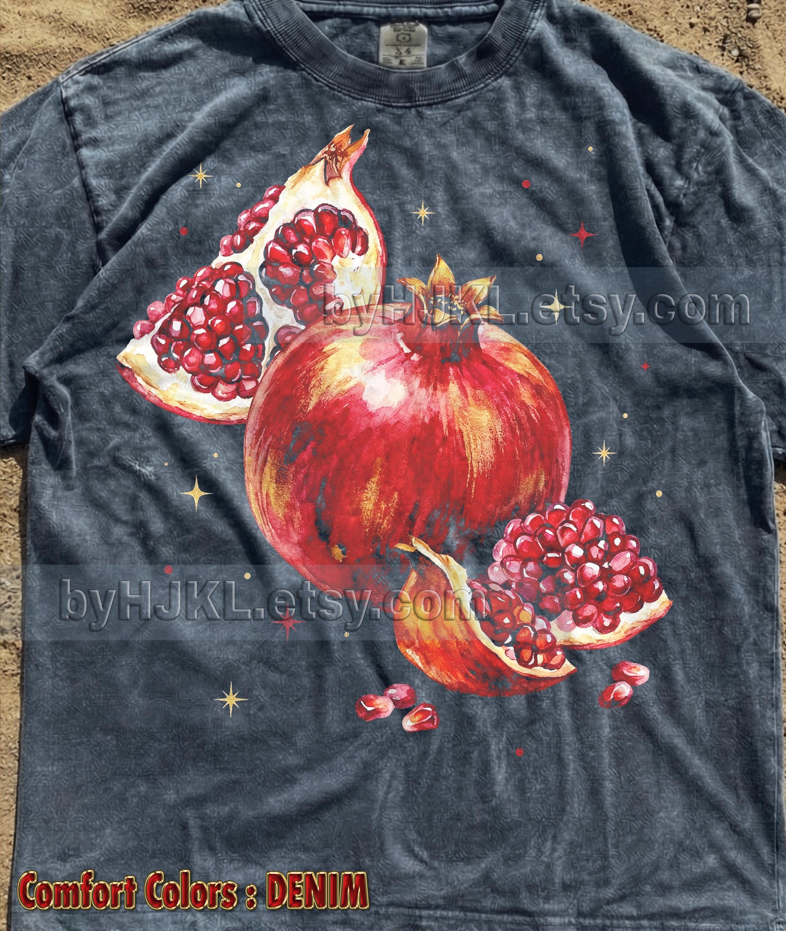 Vintage Pomegranate Watercolor Comfort Colors® Tshirt, Retro
