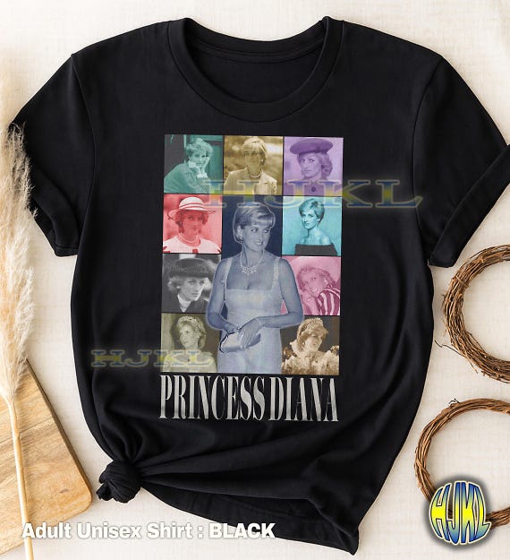ダイアナ妃シャツ、ダイアナ妃海賊版Tシャツ、ダイアナ妃90年代Tシャツ