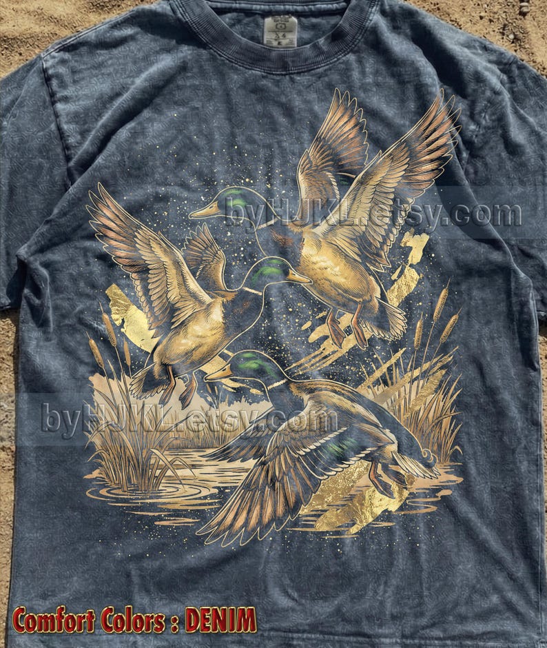 Mallard Ducks, Waterfowl Hunting, Retro Wildlife, Vintage Nature, Flying Birds, Marshland, Golden Sparkles, Outdoorsman, Drake, Wetland Art imagen 5