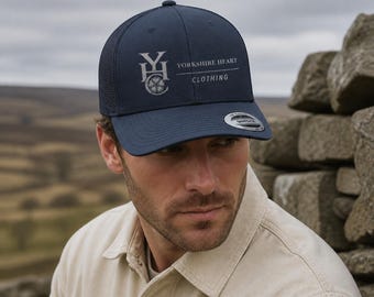 Embroidered Yorkshire Trucker Cap: Unisex Two-Tone Adjustable Mesh Hat