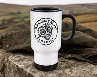 Yorkshire Heart Travel Mug – 14 oz Stainless-Steel Cup with YHC Artwork