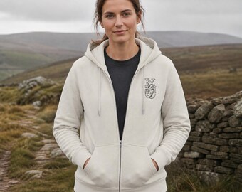 Yorkshire Organic Zip Hoodie: Unisex French Terry with Embroidered Heart Monogram