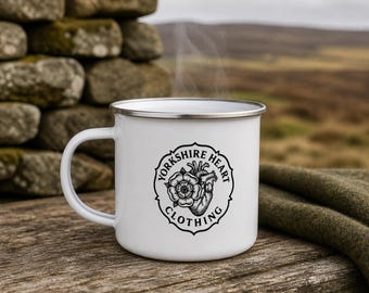 Yorkshire Heart Enamel Mug – 11 oz Outdoor Cup with YHC Artwork