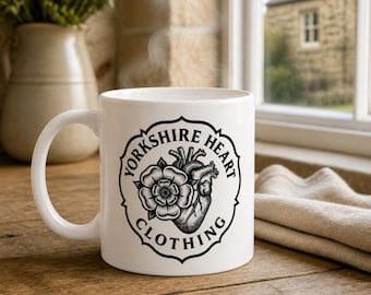 Yorkshire Heart Ceramic Mug – 11 oz Tea and Coffee Cup with YHC Artwork
