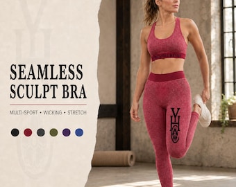 Women’s Seamless Sculpt Sports Bra, Racerback Gym Top, Wicking Multi-Sport Activewear, Yorkshire Heart Clothing