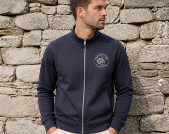 Yorkshire Zip-Through Sweatshirt: Unisex Organic Cotton Blend with Chest Emblem