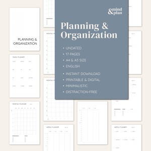 PLANNING & ORGANIZATION | Planner | Bullet Journal | instant download | undated | PDF | Print and Digital | 17 pages | A4 and A5 | English