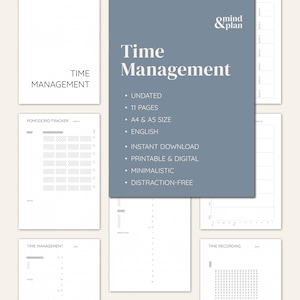 TIME MANAGMENT | Planner | Bullet Journal | instant download | undated | PDF | Print and Digital | 11 pages | A4 and A5 | English
