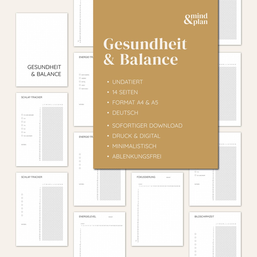 HEALTH & BALANCE | Planner | Bullet Journal | Instant Download ...