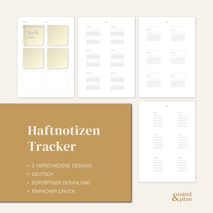 TRACKER | Haftnotizen | Sticky Notes | sofortiger Download | undatiert | PDF | einfach Zuhause drucken | Deutsch