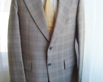 Men's Swanky Plaid Blazer in Green and Gold, Size 42 Large