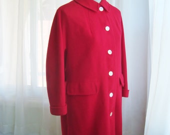 Red Wool Dress Coat by Drazens, Size Large