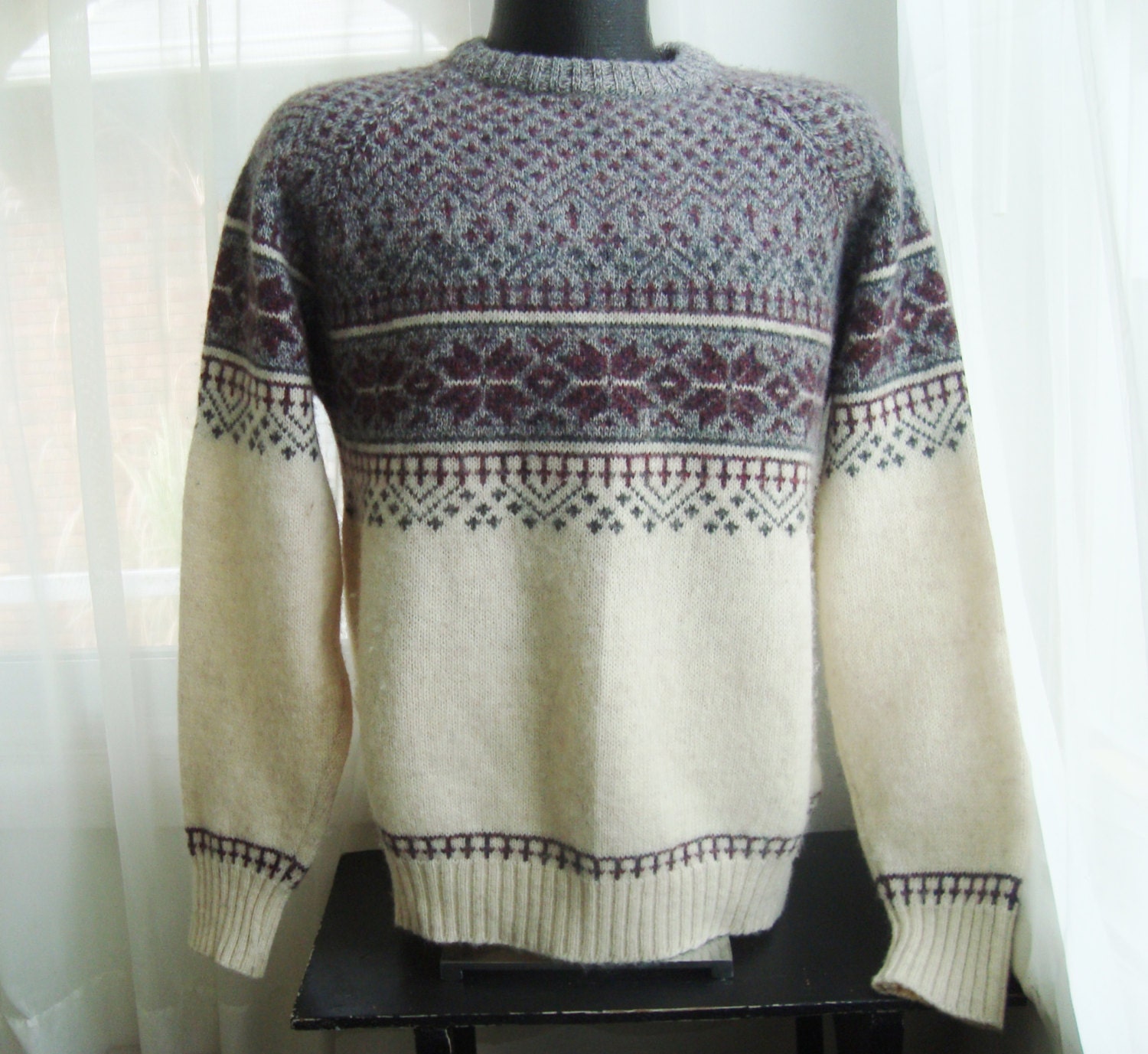 Men's Fair Isle Sweater Wool Blend By McGregor Size | Etsy