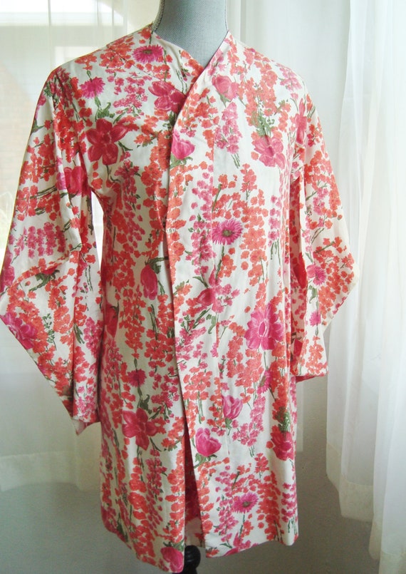 1960's Haori, Vintage Japanese Floral Watercolor K