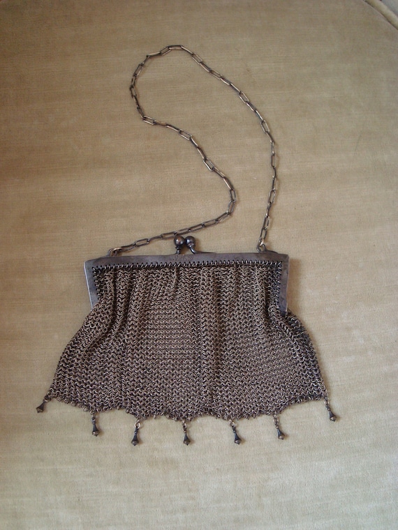 Antique Victorian German Silver Mesh Purse