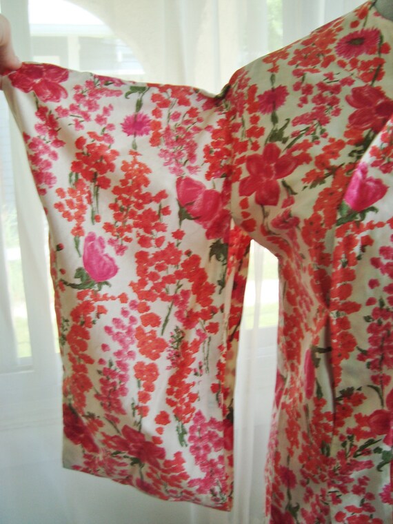 1960's Haori, Vintage Japanese Floral Watercolor … - image 4