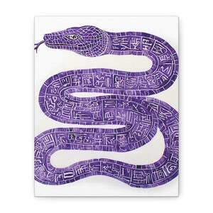 Canvas Wall Art, Purple Snake, Stretched Matte Painting, Home Decor, Room Decoration