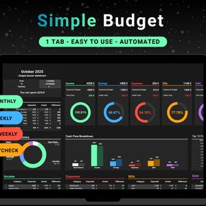 Budgetplaner Monatlich Wöchentlich Zweiwöchentlich Finanzübersicht Digitale Tabellenkalkulation Persönliches Finanz-Dashboard Einnahmen- und Ausgabenbudgetierung Google Sheets