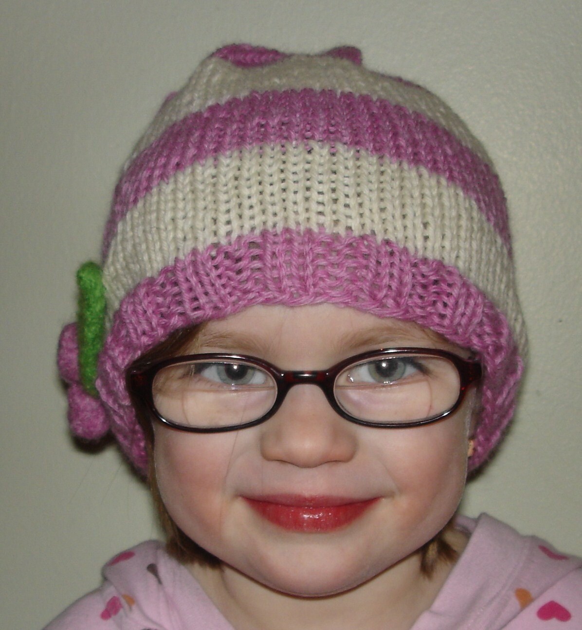 Child's Wool Stocking Cap. Knitted Hat. Pink and White - Etsy