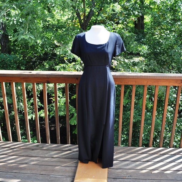 Full-length Black Gown, Formal Maxi Dress, Open Back,  Size 6, New 1990s, Evening Wear, Prom